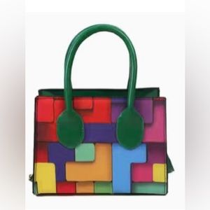 Green Colorblock Satchel Handbag 🔥Fall ready